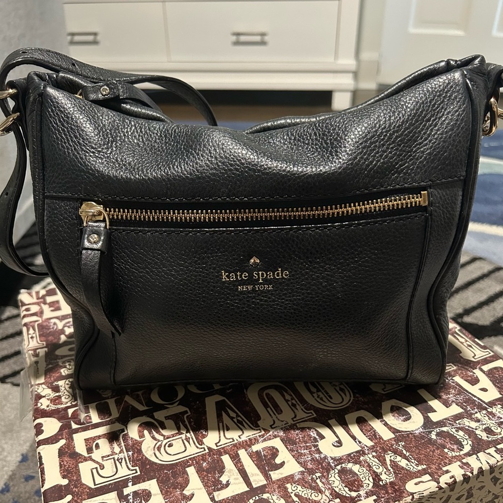 Kate Spade Black Crossbody Bag with Pebbled Leather